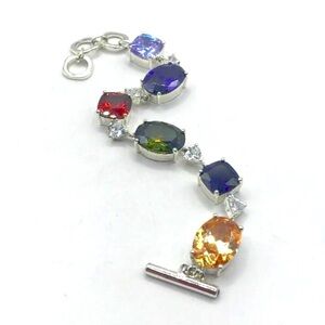 NVC Nataliya V Collister Silver-Tone Multi Colored Glass Gems Bracelet